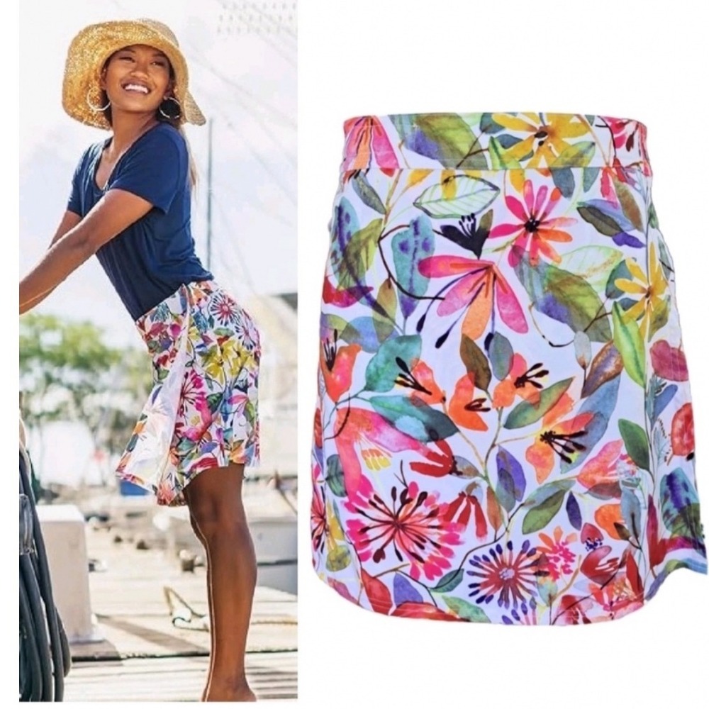 RipSkirt Hawaii Length 2 Wrap Skirt XXL Floral Watercolor Quick Dry Beach Skirt